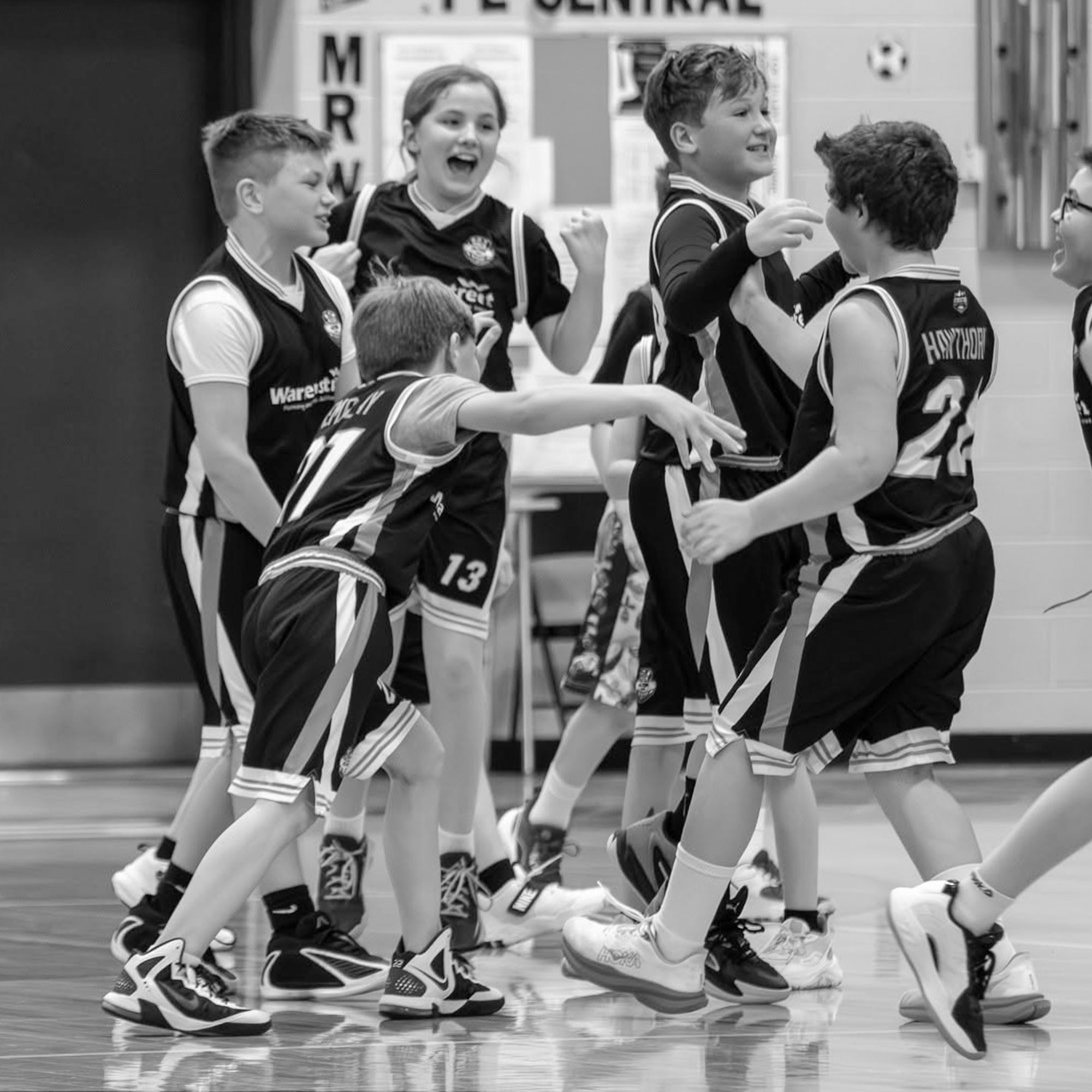 Recreational basketball players in action